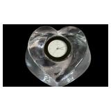 Vintage Orrefors Sweden Crystal Heart Clock /