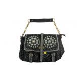 Betsey Johnson Black Woven Shoulder Bag with