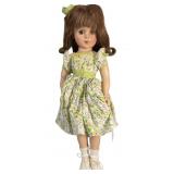 17' Unmarked Hard Plastic Human Hair Wig Doll