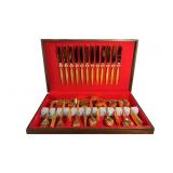 Vintage Gold-Tone Flatware Set and Case, Forks,