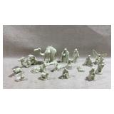 vintage glazed white ceramic Nativity figurine set