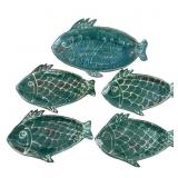 (5) Earthworks Barbados Blue Fish Platter