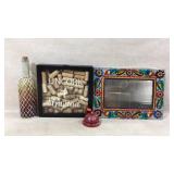 Cork decor, decorative wall art, bell and light