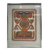 Signed  Atabey Goddess Taino Symbol watercolor