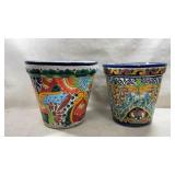 handmade Mexican Talavera ceramic planter pots