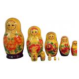 Vintage 10-Piece Wooden Russian Nesting Dolls