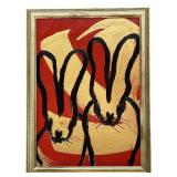 Hunt Slonem untitled double bunny oil on wood
