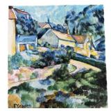 After Paul Cezanne 'landscape, Houses' Oil On