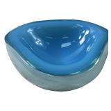AQUA BLUE ART GLASS CENTERPIECE BOWL