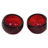 VIKING GLASS 'ATOMIC ORB' RUBY RED ASH TRAYS