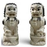 MARKED QING DYNASTY CARVED IVORY FOO DOGï¿½S