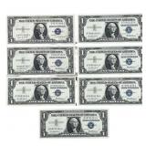 (7) 1935 - 1957 SILVER CERTIFICATE $1 BANK NOTES