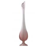 VINKING GLASS FROSTED PINK SWUNG GLASS VASE