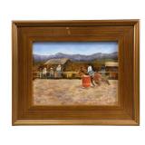 ED BOTKIN 'BARREL RACING' OIL ON CANAVS