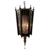 MID CENTURY HEXAGONAL SWAG HANGING LANTERN LAMP