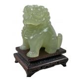 CHINESE HAND CARVED JADE FOO DOG SCULPTURE