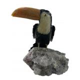 BRAZILIAN CARVED TOUCAN GEMSTONE SCULPTURE