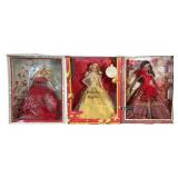 (3) Mattel Holiday Barbie Dolls, 2012, 2023, 2024