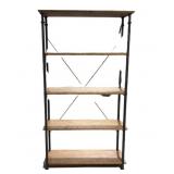 Industrial-Style Five-Tier Wood & Metal Shelf Unit