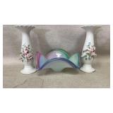 LEFTON China Bud Vase,MURANO Art Deco Bowl