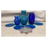 Blue Glass Vase, Plates