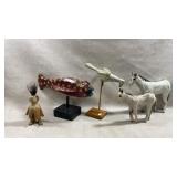 collection of hand-carved wooden folk art