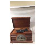 Crosley radio plugged in and powered on