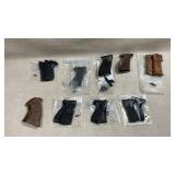 collection of assorted pistol grip panels and