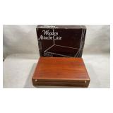 vintage wooden attachï¿½ case with a wood-grain