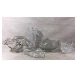 Vintage Pressed Glass Serving Pieces Leaf Dish