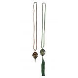 (2) Vintage Cloisonnï¿½ Pendant Necklaces Braided