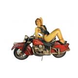 Vintage Pin-Up Girl on Indian Motorcycle Statue