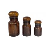 (3) Vintage Glass Apothecary Canisters/Jars Amber