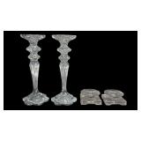 (4) Vintage Clear Glass Crystal Candleholders,