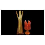 (2) Vintage Viking Glass Epic Line Swung Vases