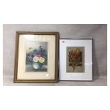Framed Floral Artwork Set, Signed by Artists