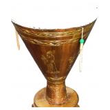 Hand Carved Wooden Pedestal Drum w Asian Carvings