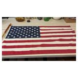 Nylon USA Flag on Wood Pole
