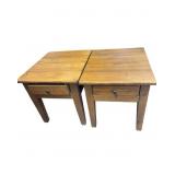 2 Wooden End Tables with Drawer