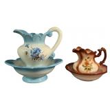 (2) Vintage Porcelain Water Pitcher & Wash Basin