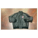 vintage Burks Bay black leather bomber jacket