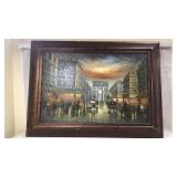 Framed Oil on Canvas Vintage Citiscape