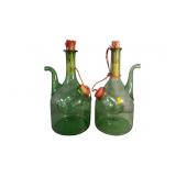 (2) Vintage Hand-blown Wine Decanters with Ice