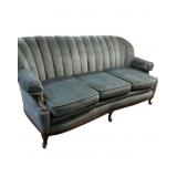 Blue Corduroy Vintage Upholstered 3 Seat Sofa in
