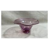 purple art glass console bowl features an