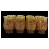 (8) Vintage 1970s Libbey Americana Amber Glasses