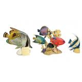(3) Vintage Hand-Carved Wooden Fish Figurines