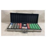 500-piece poker chip set housed in a silver