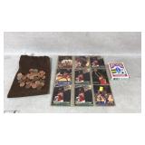 Basket ball cards, playing cards and coins