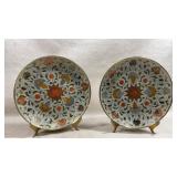 pair of vintage enameled and hand-painted brass